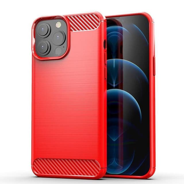 SKALO iPhone 13 Pro Armor Carbon Stødsikker TPU-cover - Rød