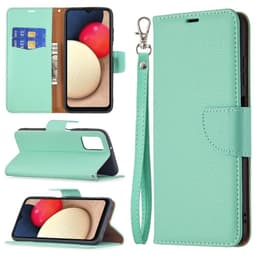 SKALO Samsung A02s / A03s Premium Litchi Flip Cover - Turkis