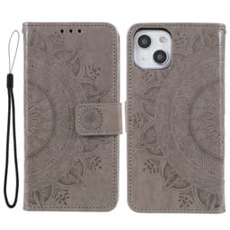SKALO iPhone 13 Mandala lompakkokotelo - Harmaa