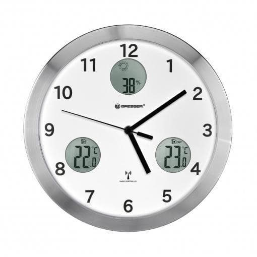 vægur MyTime Echo 25 cm rustfrit stål hvid/grå 3-delt