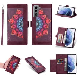 Flower wallet cover 4-kort Samsung Galaxy S22 - Bordeaux