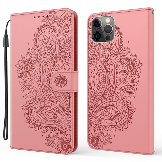 SKALO iPhone 13 Pro Max Mandala lompakkokotelo - Vaaleanpunainen