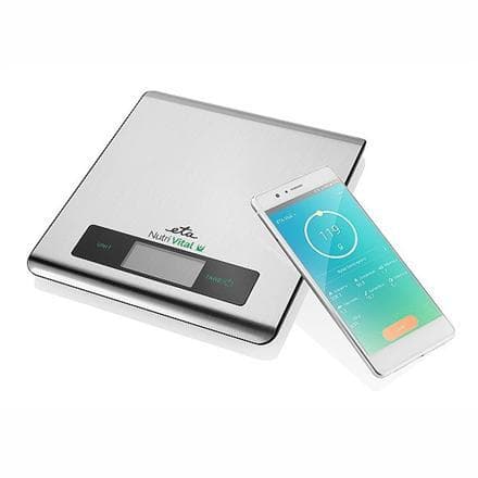 ETA Køkkenvægt med smart applikation Nutri Vital Maksimal vægt (kapacitet) 5 kg, graduering 1 g, Displaytype LCD, sølv
