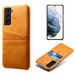 SKALO Samsung S21 FE PU-Läder Korthållare Skal - Ljusbrun
