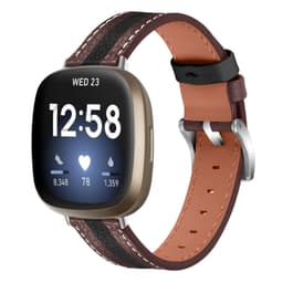 Fitbit Versa 3 armband äkta läder Svart/Brun