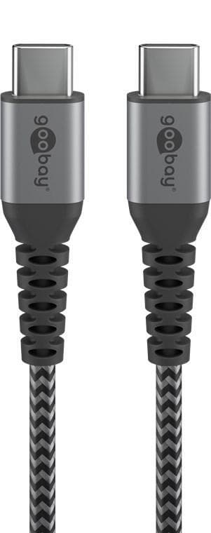 USB-C™-till-USB-C™-textilkabel med metallkontakter 0,5 m
