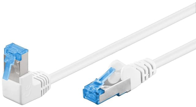 Goobay Patchkabel CAT 6A, 1x 90° vinklad, S/FTP (PiMF), vit, 0,25 m