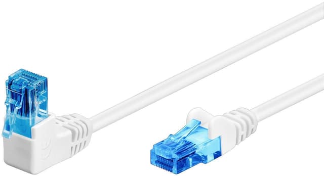 CAT 6A patchkabel 1x 90°vinklet, U/UTP, hvit