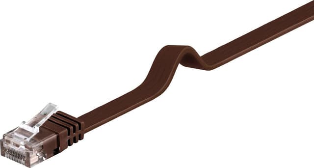 CAT 6 platt patchkabel, U/UTP, mörkbrun