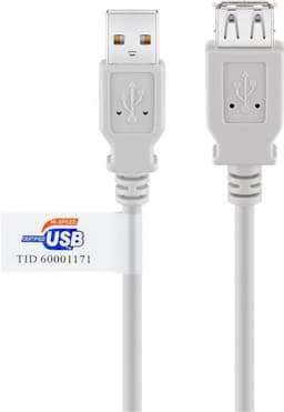 Goobay USB 2.0 Hi-Speed skjøtekabel med USB-sertifikat, grå