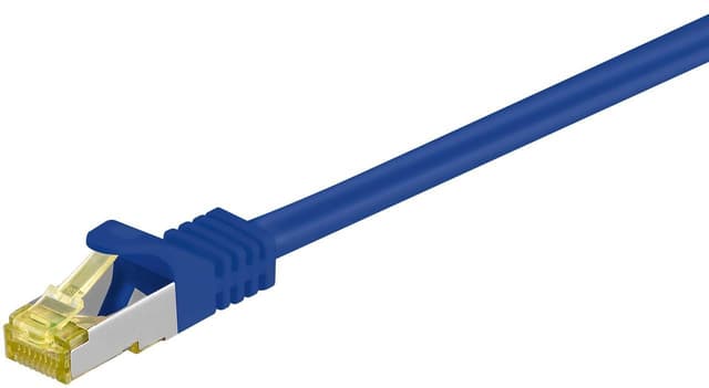 Goobay RJ45 välijohto CAT 6A S/FTP (PiMF), 500 MHz, CAT 7 raakakaapelilla, sininen