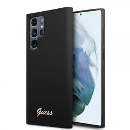 Guess Samsung Galaxy S22 Ultra Kuori Script Metal Logo Musta