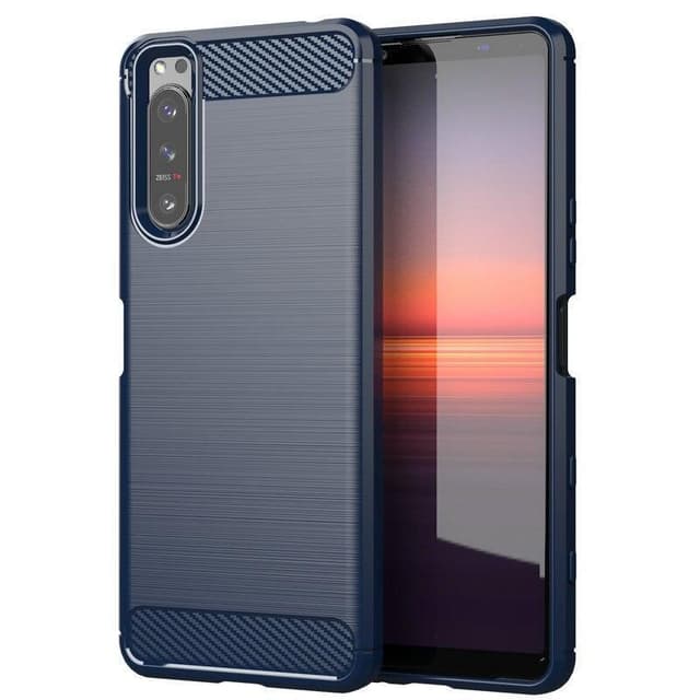 SKALO Sony Xperia 5 III Armor Carbon Stöttåligt TPU-skal - Blå
