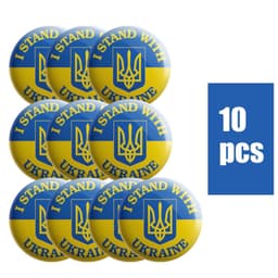 Ukraina tarrat "Seison Ukrainan kanssa" ja kansallisvaakuna 10 kpl Sininen/keltainen