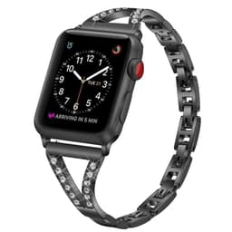 SKALO Kapea Teräsranneke Bling Apple Watch 42/44/45/49mm - Musta