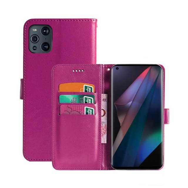 Wallet Cover 3-kort Oppo Find X3 Pro 5G  - lyserød