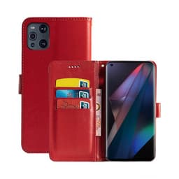 Lompakkokotelo 3-kortti Oppo Find X3 Pro 5G  - punainen