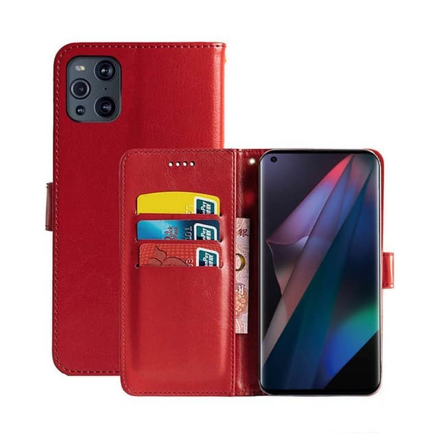Lompakkokotelo 3-kortti Oppo Find X3 Pro 5G  - punainen