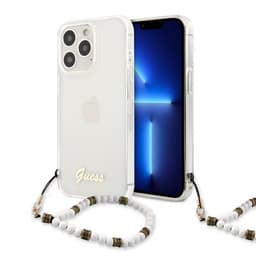 Guess iPhone 13 Pro Cover Pearl Handle Script Logo Hvid