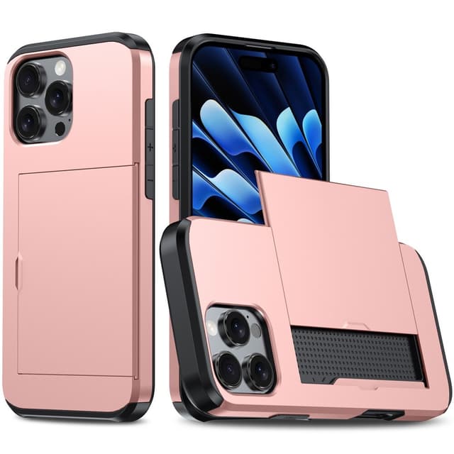 SKALO iPhone 16 Pro Max Armor Cover kortholder - Rosa guld