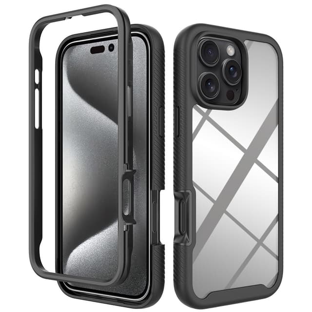 SKALO iPhone 16 Pro Max Iskunkestävä Clear Hybridi Suojakuori - Musta