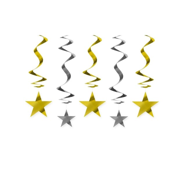 Dekoration 'Swirl Stars' 60cm, 5 st i förpackning