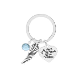 Nøglering Love Wing ""et stykke af mit hjerte er i himlen"" Sølv / Blå