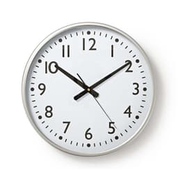 Nedis Väggklocka | Diameter: 380 mm | Plast | Silver / Vit