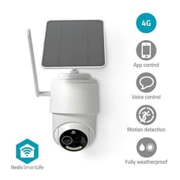Nedis SmartLife Utendørs kamera | 4G | Full HD 1080p | Panorering og vipping | IP65 | Cloud Storage (valgfritt) / microSD (ikke inkludert) | 5 V DC | Med bevegelses sensor | Nattsyn | Hvit
