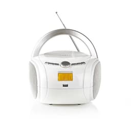 Nedis CD-spelare Boombox | Batteridriven / Strömadapter | Stereo | 9 W | Bluetooth® | FM | USB-uppspelning | Bärhandtag | Vit