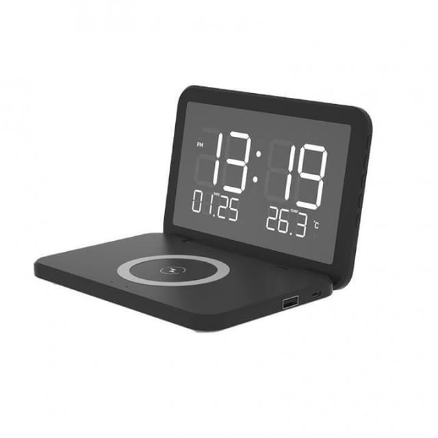 Digital Väckarklocka & Termometer med QI laddning