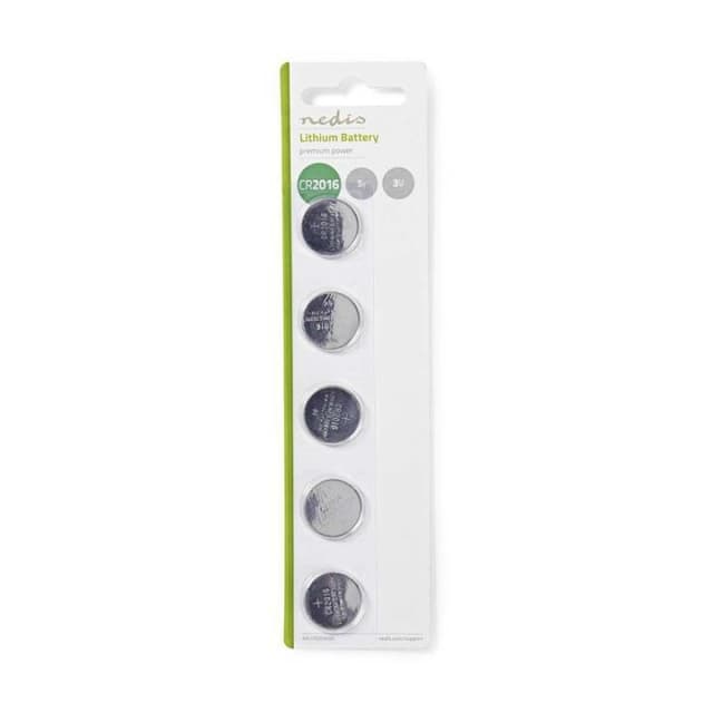 Nedis Lithium knapcellebatteri CR2016 | 3 V DC | 5-Blister | Sølv