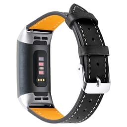 Kellonranneke yhteensopiva Fitbit Charge 3/4 bracelet Leather Musta Musta