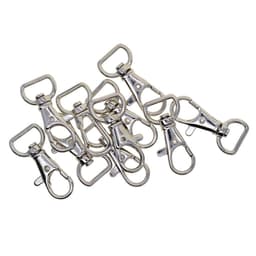 Roterbare halvrunde ringe med karabinhage 10 stk Silver 1.5 cm