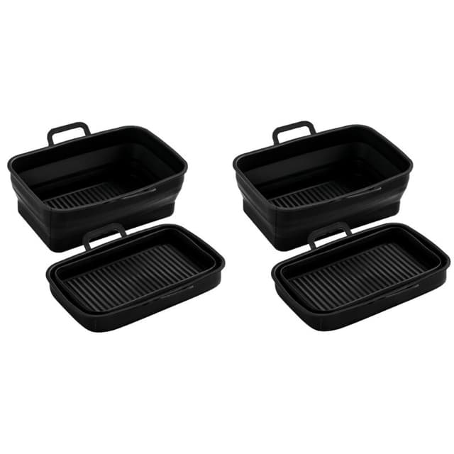 Sammenleggbar form av silikon til Air Fryer, 2-pakning Sort