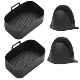 2-pak airfryer silikonegryde med handsker Grå