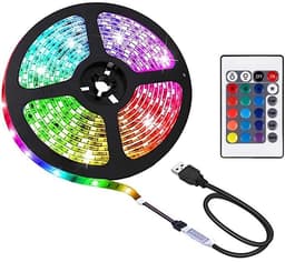 Vedenpitävä LED-valolenkki kaukosäätimellä 2,5 metriä Black