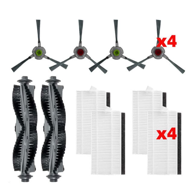 Tillbehör robotdammsugare för Airrobo P20, 2 huvudrullborste + 4 Hepa-