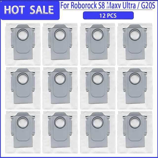 Dammsugarpåsar kompatibla med Roborock S8 MaxV Ultra G20s (12-Pack) Dust