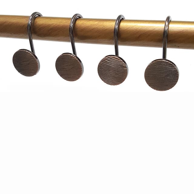 Set med 12 duschdraperiringar i antikfärgad koppar