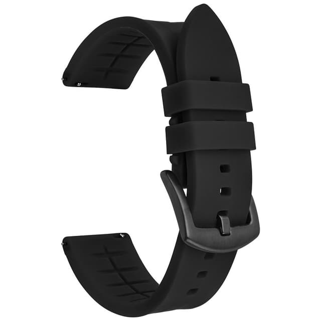 Hurtigutløsende silikonklokkerem for Huawei GT- og Samsung Galaxy-klokker Sort 24 mm