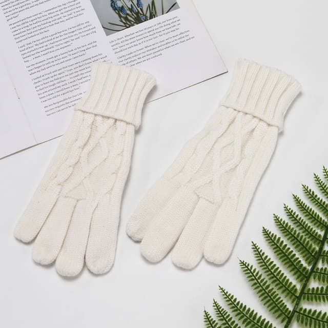 Vinterhansker med fingertupp berøringsskjerm design ren ull Hvit