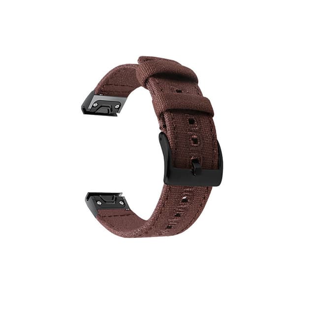 Högkvalitativt vävt canvasband för Garmin-klocka Brun L