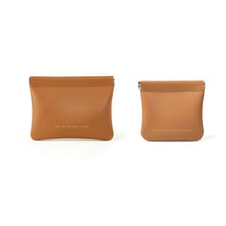 2-pakningsbærbar PU-oppbevaringspose med stor kapasitet for kosmetikktoalettartikler Brun