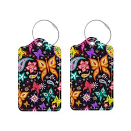 Matkalaukkulappu ja henkilökorttiteline PU-nahkaa MultiColor  Perhonen