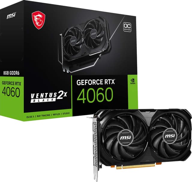 MSI GeForce RTX™ 4060 VENTUS 2X BLACK 8G OC näytönohjain