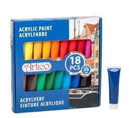 Akrylfärg på tub 18-Pack färger - Idealisk för DIY & Konst
