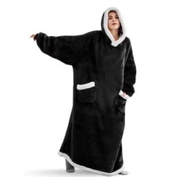 Lang, overdimensjonert hettegenser for voksne - Svart