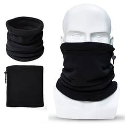 Halsvarmer / skjerf med fleece og løpesnor - Svart