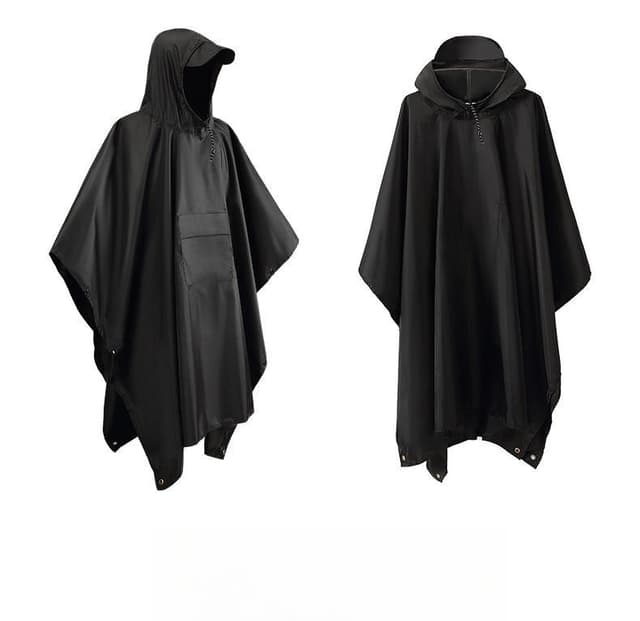 Multifunktionell regnponcho / vattentät presenning / underlägg Svart